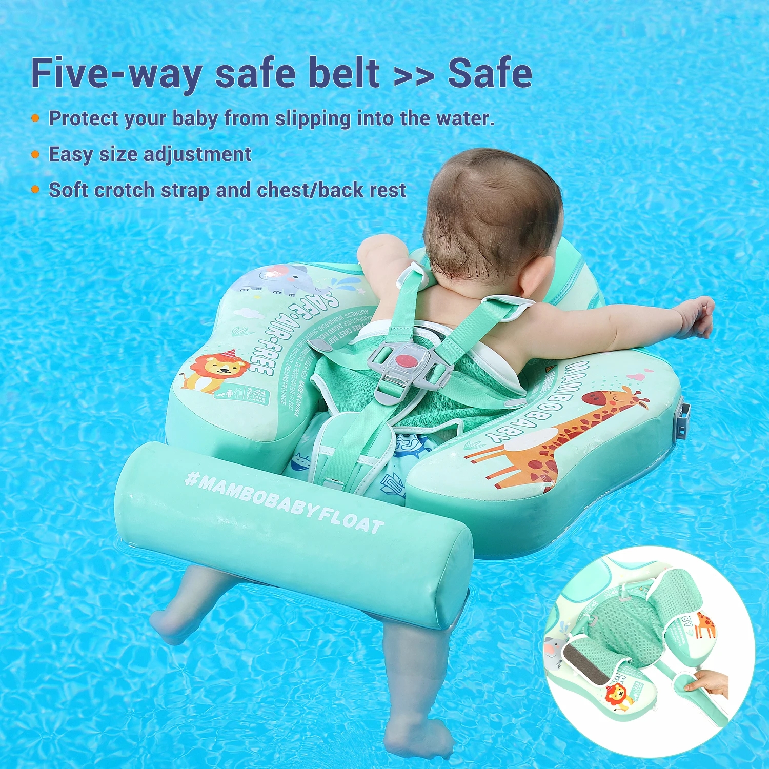 2024 New Mambobaby Animals Float Non-Inflatable Solid Baby Swimming buoy Water Trainer Infant Pool Floator Swim Ring with Canopy 3