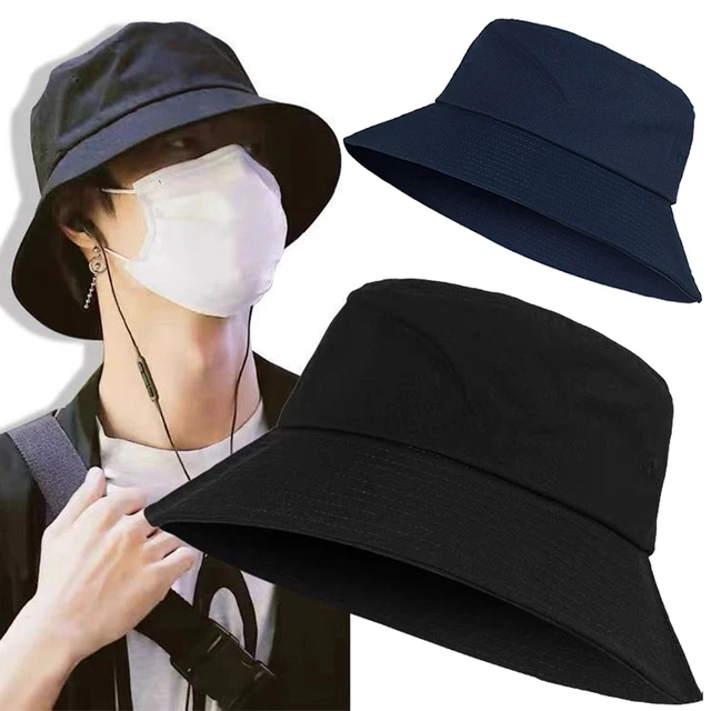 Solid Color Black Foldable Bucket Hat Beach Sun Hat Street