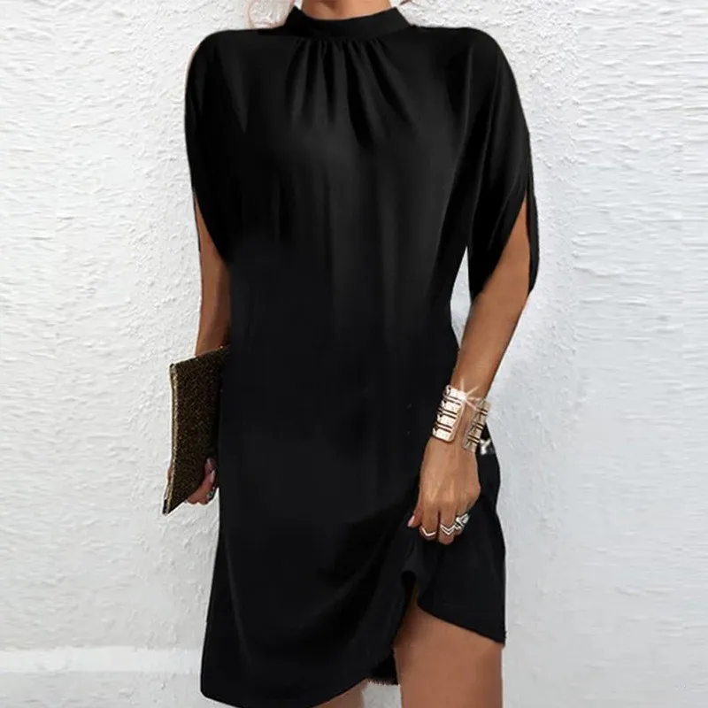 Summer Patchwork Short Dress Women 2023 Casual O Neck Short Sleeve Party Dress Ladies Sleeveless Loose Beach Dresses