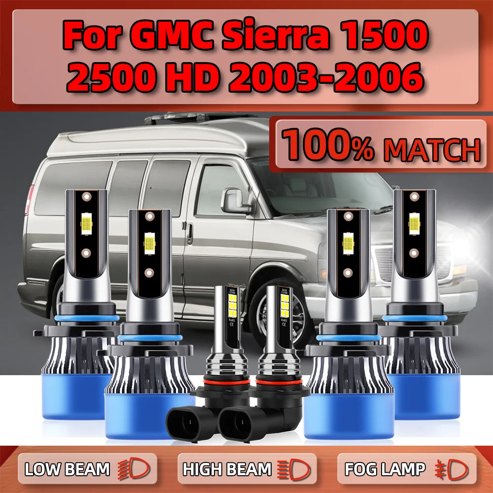 

LED Headlight Bulbs 360W 60000LM Car Lamps 6000K White Plug and Play Fog Lights For GMC Sierra 1500 2500 HD 2003 2004 2005 2006