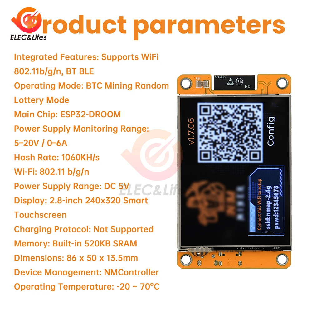 NMMiner NerdMiner CYD Hashrate 1060KH/s Lucky Miner 2.8 inch Cheap Yellow  Display Crypto Solo Lottery Bitcoin ESP32-2432S028 - AliExpress