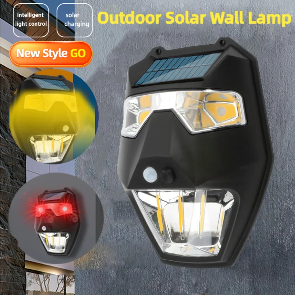 

Outdoor Solar Light 5 modes Tungsten Wire Wall Light Mask Warning Garden Sensing Villa Night Waterproof Solar Lamp FLSTAR FIRE