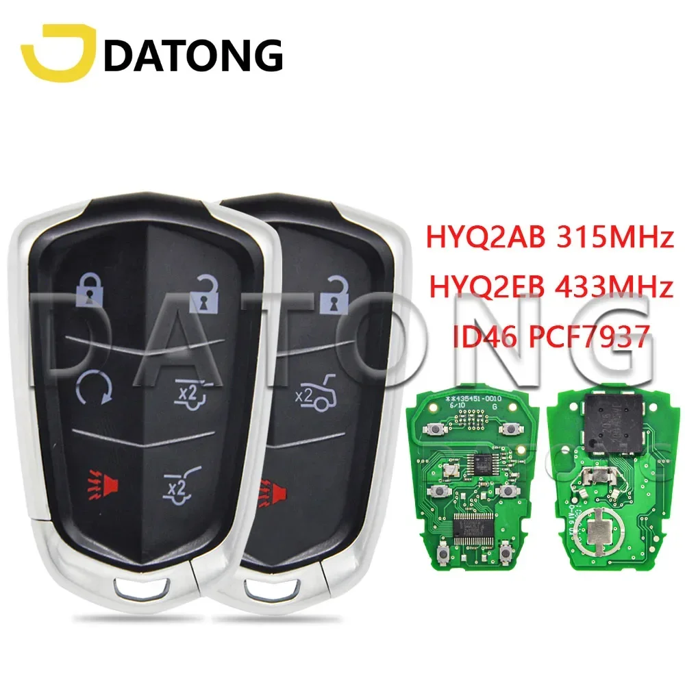 

Пульт дистанционного управления для автомобиля Datong Cadillac Escalade SRX XTS ESV ATS CTS HYQ2AB 315 МГц HYQ2EB 433 МГц ID46 PCF7937E