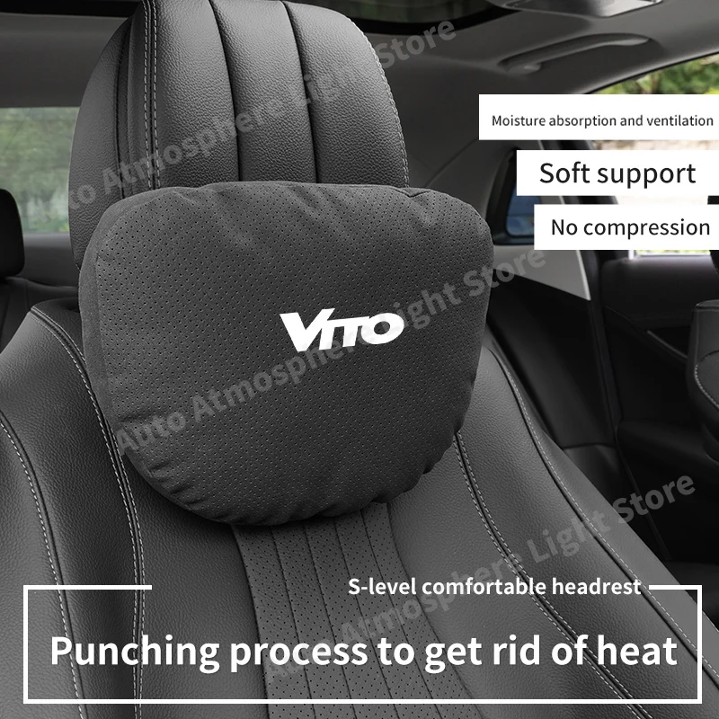 

Top Quality Car Headrest Neck Support Seat Soft Protector Neck Pillow For Mercedes Benz Vito Logo W639 W447 W638 Accessories