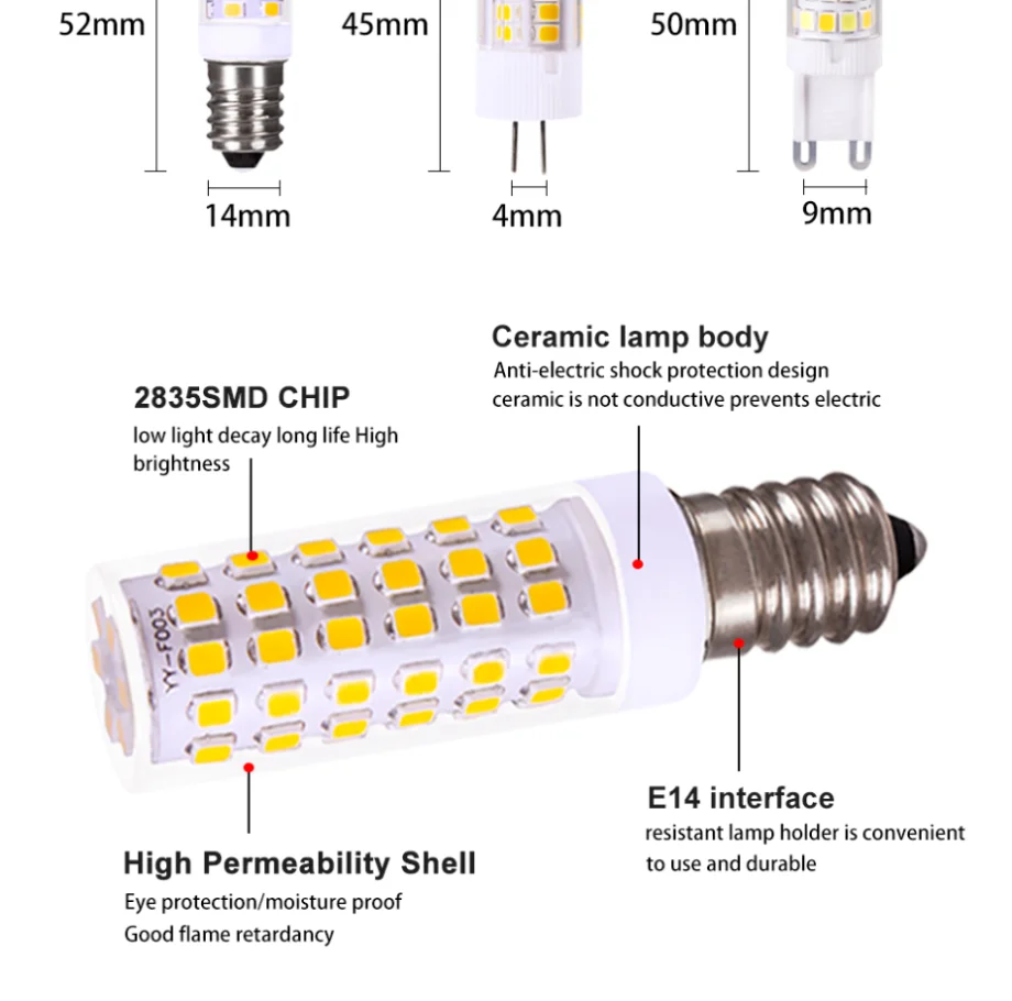 YzzKoo LED Bulb 3W 5W 7W G4 G9 E14 LED Lamp AC 220V LED Corn Bulb SMD2835 360 Beam Angle Replace Halogen Chandelier Lights