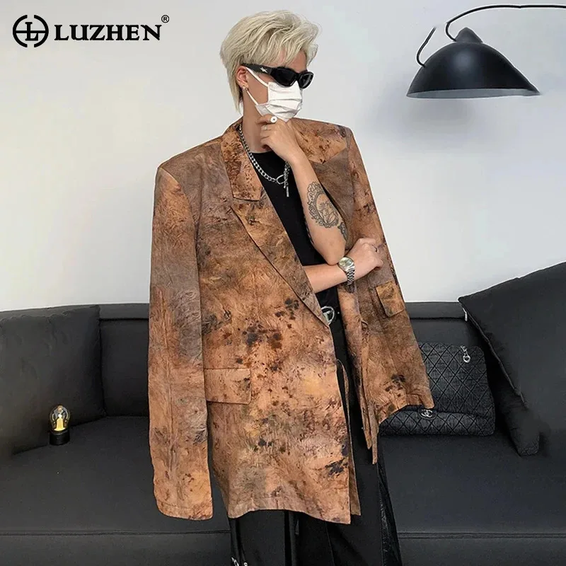

LUZHEN Модный Новый мужской блейзер пальто весна 2024 Повседневный Печатный уличный мужской оригинальный галстук краска куртки Бесплатная доставка C6f8ee
