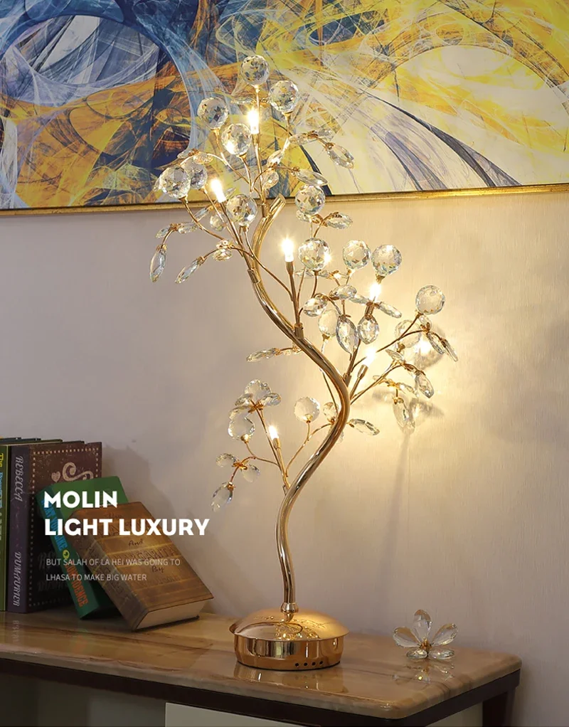 

Crystal Table Lamp for Bedroom Living Room Desk Lamps Study Bed Reading Book Lighting Night Lights Bedside Decorative Lamp LED