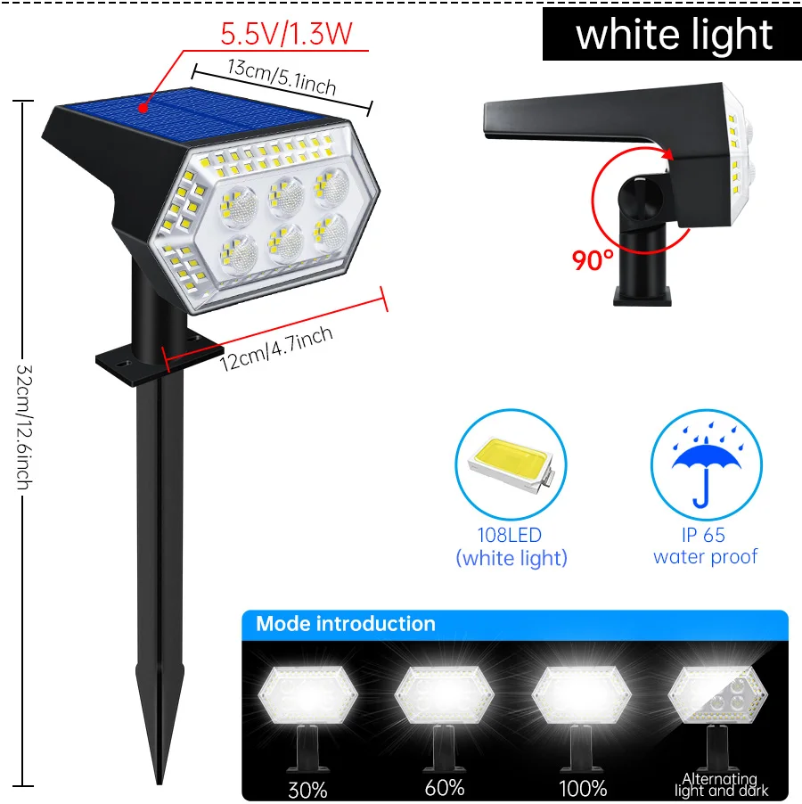 solar yard lights Outdoor Solar Lights IP65 Waterproof Landscape Spotlights Garden Decor Lighting Wireless Solar Powered Outdoor Lamp for Walkway solar step lights