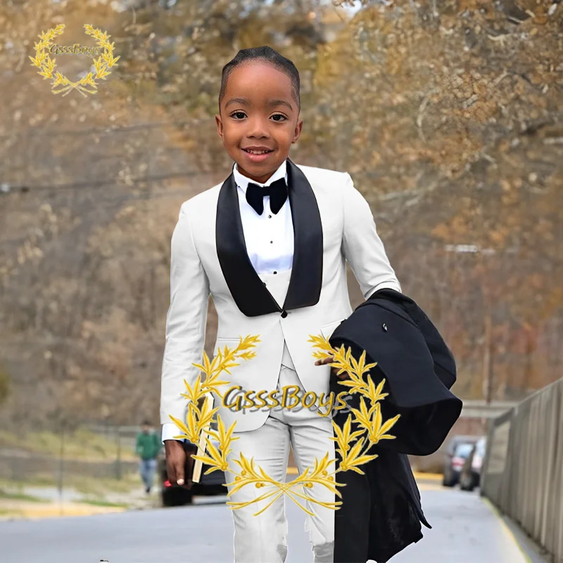 Boys Wedding Jacket Pants Vest Suit 3 Piece Formal Business Clothes Kids Blazer Set Party Tuxedo