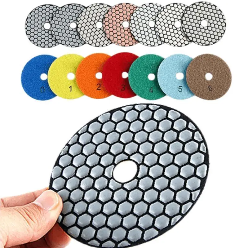7 Stück 3"/4" Diamant-Trockenpolierpads für Granit, Marmor, Schildpattstein zum Schleifen, flexible Harz-Schleifscheiben, Polierpads für Stein und Beton