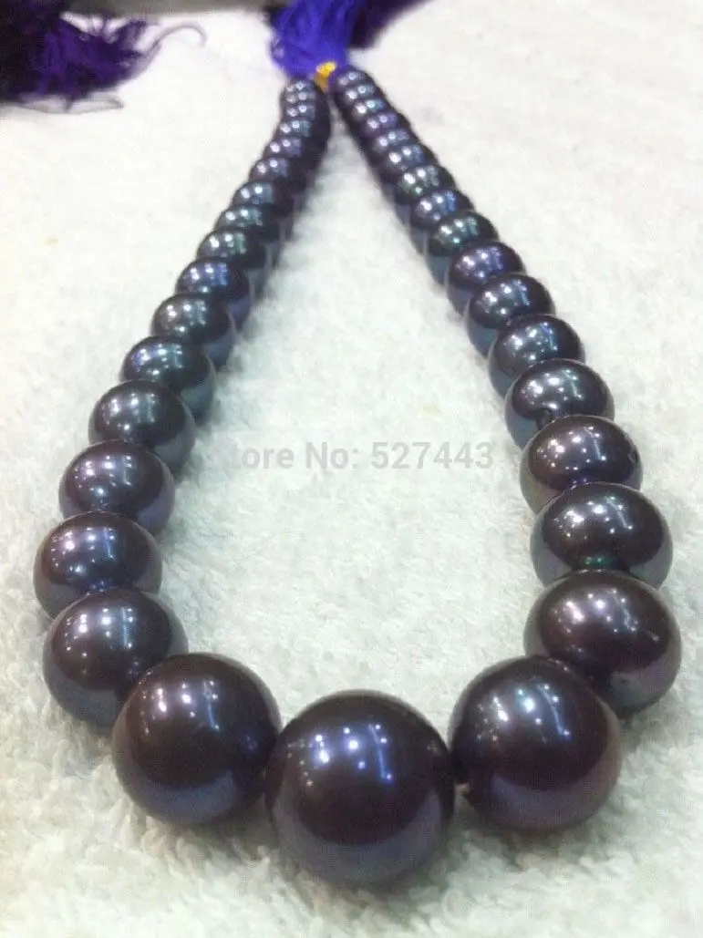 

free shipping Wholesale BEAUTIFUL 18" AAA 10-11MM SOUTH SEA BLACK PEARL NECKLACE