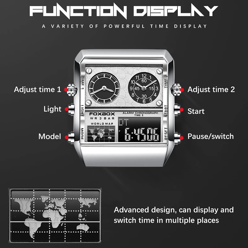 LIGE Men Military Sport Brand Wrist Watch Big Dial Quartz Steel Waterproof Dual Display Male Clock Watches Relogio Masculino