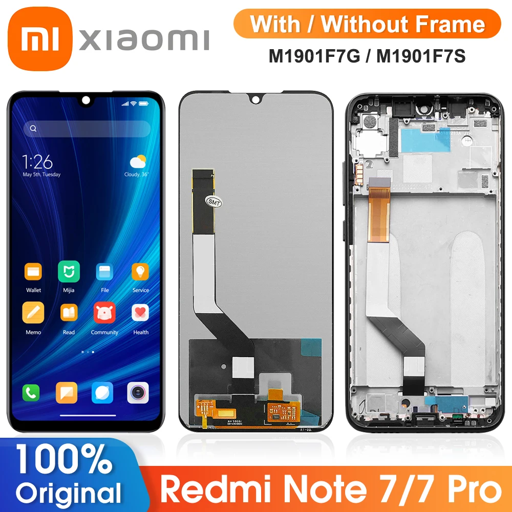 

6.3" Original Redmi Note 7 Display With Frame, For Xiaomi Redmi Note 7 Pro M1901F7S LCD Display Touch Screen Digitizer Assembly