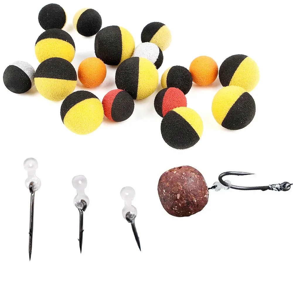10 pointes métal pour appâts carpe avec arrêts caoutchouc pour montages hair rig et boilies