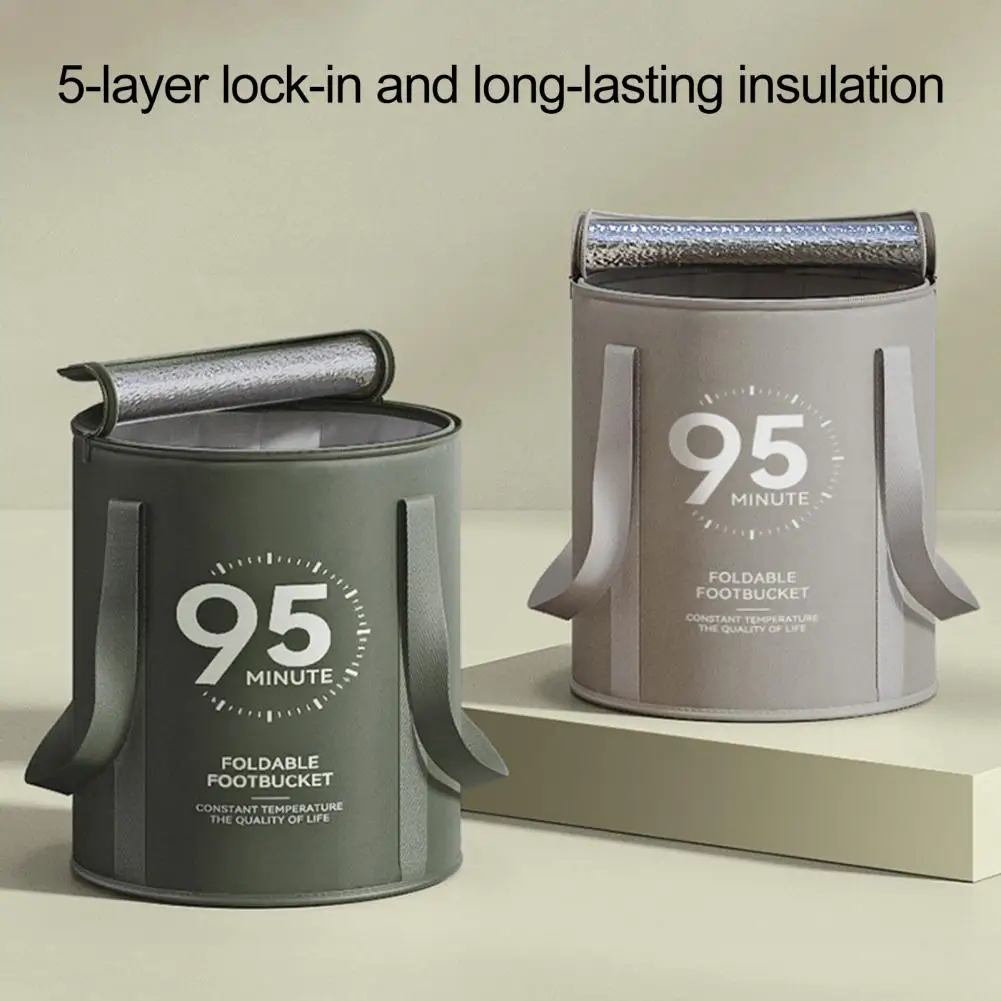 Portable Collapsible Foot Bath Tub Waterproof PVC Insulated Foot Bath Bag 37cm Travel Spa Soaking Feet Bucket