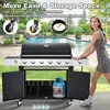 Upgraded 6 Burner Propane Gas Grill with Cast Iron Grates & Side Stove, 60,000 BTU Stainless Steel, BBQ Grills 3