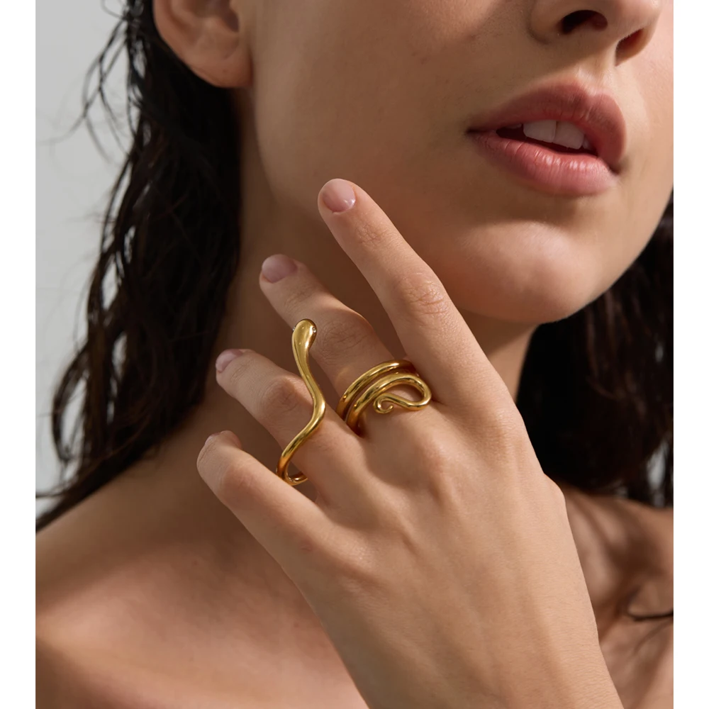 Yhpup Ring Stainless Steel Snake Shape Design