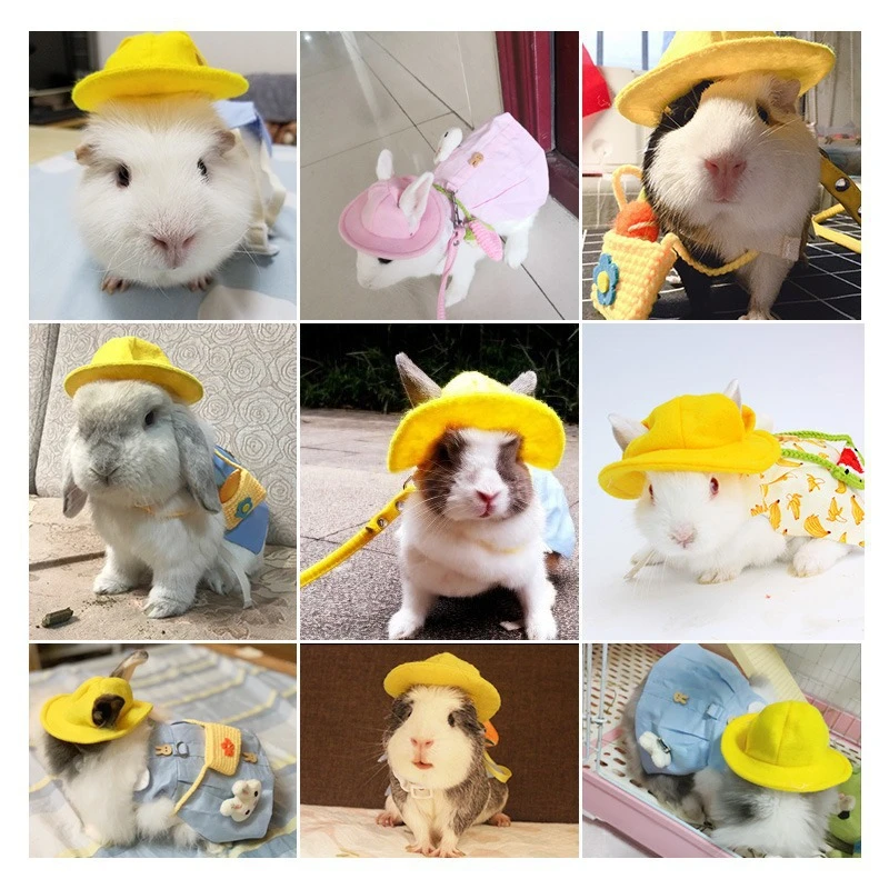 Pet Bunny Clothes Guinea Pig Harness Small Animal Vest Bag Hat Ferret Bunny Hamster Small Pet Accessories