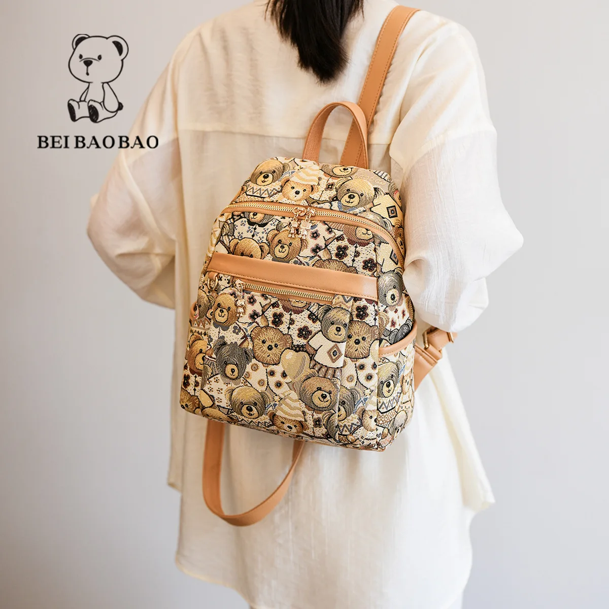 Beibaobao 2024 New Leisure Backpack Large Capacity Travel and Outdoor Backpack Versatile Urban Trendy Women's Bag 3