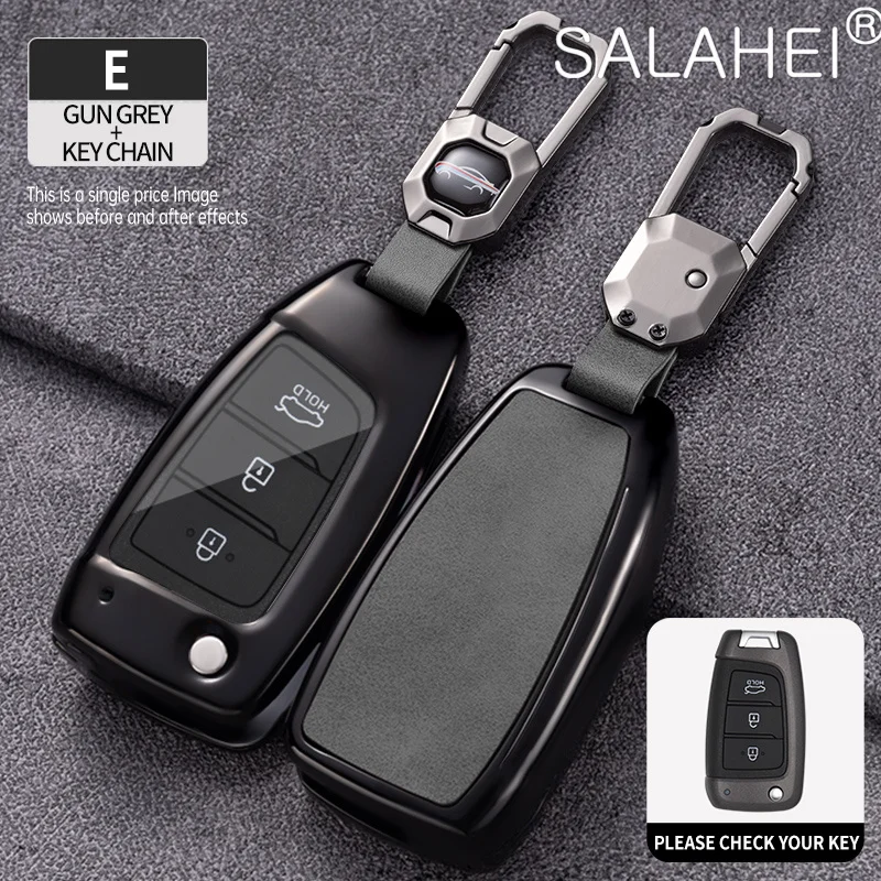 

Zinc Alloy Car Folding Key Cover Case Shell For Hyundai Elantra Solaris 2017 Santa Fe Verna Tucson i35 i40 Genesis F Accessories