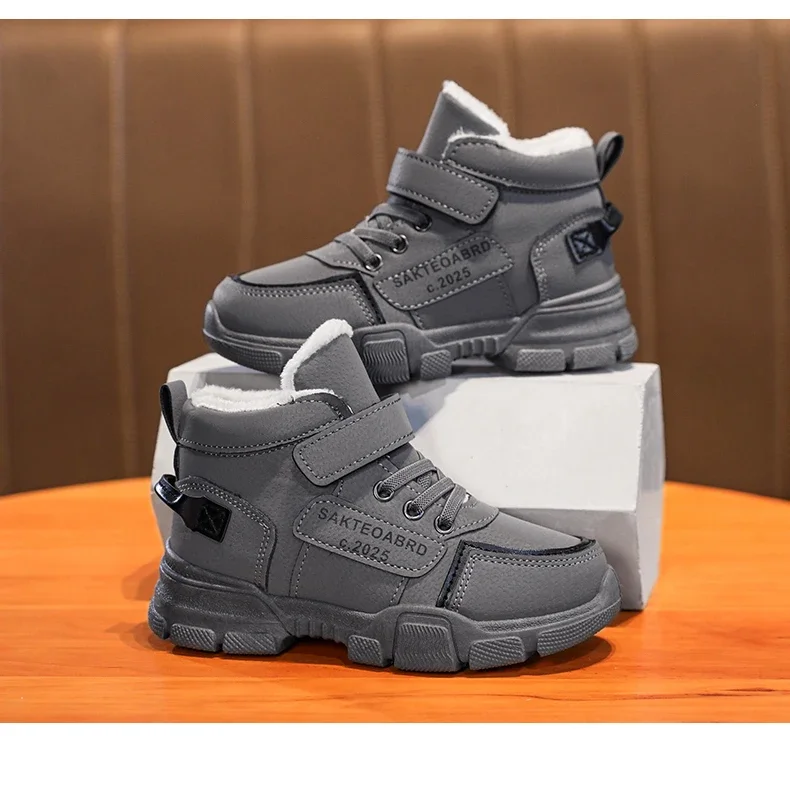 Children's Winter Boots - Waterproof Leather Snow Boots With Anti Slip Sole