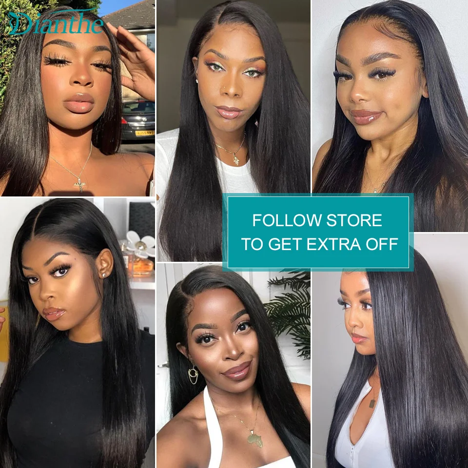 Brazilian Straight Bundles 100% Human Hair Weave 3/4 Pcs Straight Bundles For Women Hair Extensions Human Non-Remy Dianthe