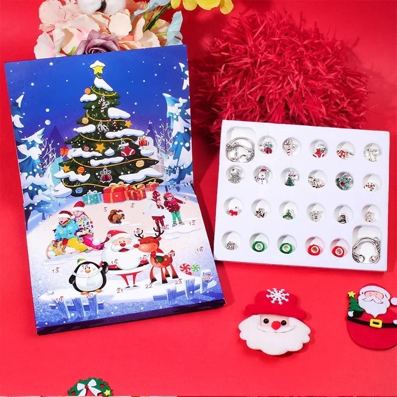 Christmas Advent Calender Gift Box 2025 Creative DIY Snowman Santa Claus Bracelet Countdown Calendar Box for Girls New Year Gift - Image 4