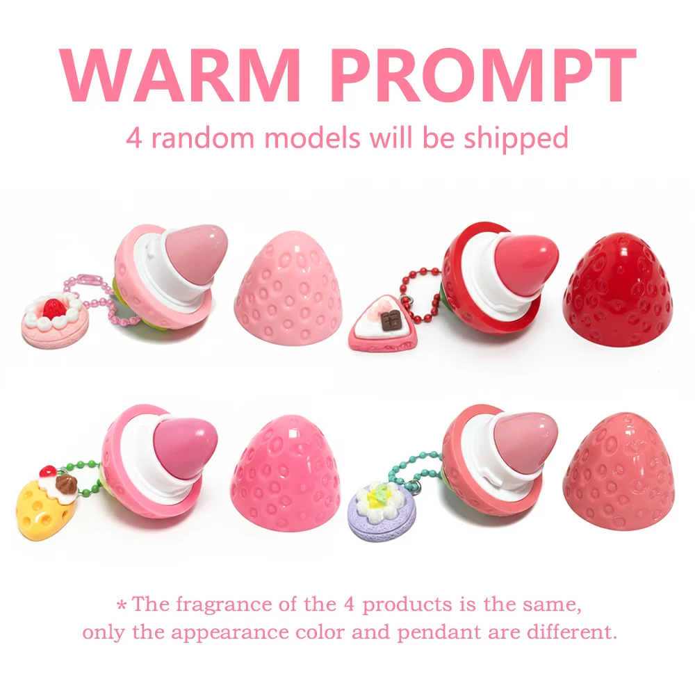 Losowy zestaw 4 kolorów błyszczyków do ust o smaku truskawkowym, nawilżający, zimowy, chroniący przed zamarzaniem, zapobiegający pękaniu, długotrwały balsam do ust.