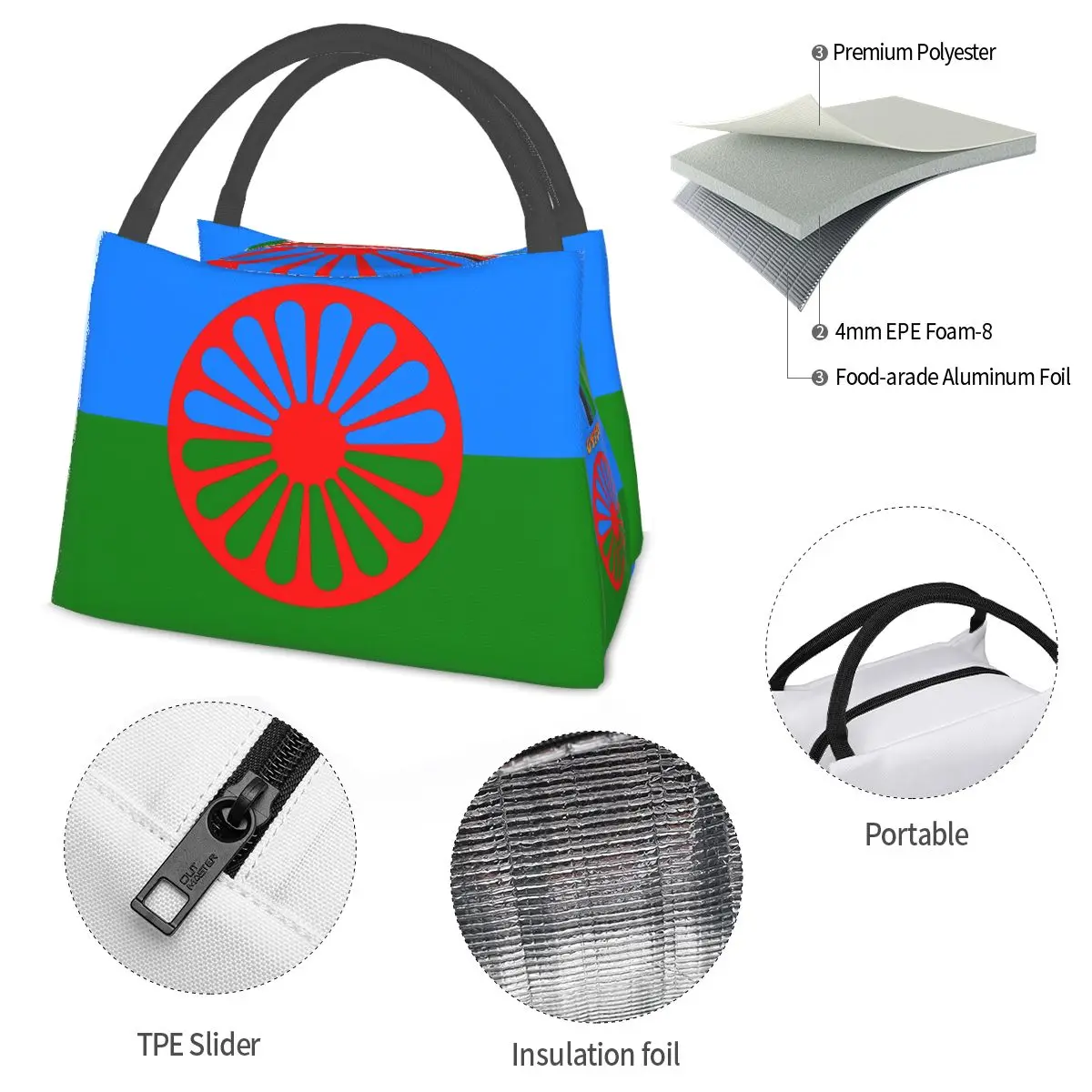 Gypsy Romani Peoples Flag Portable insulation bag for Cooler Thermal Food Office Pinic Container
