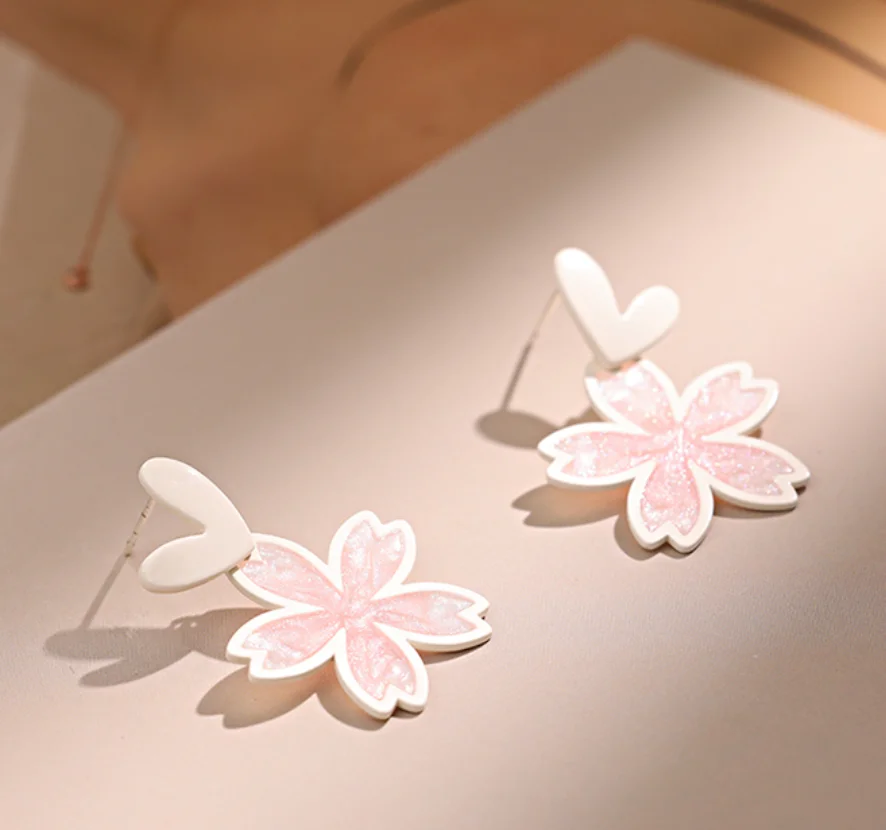 2022 new Simple candy color Cherry Blossom Earrings Flower S925 silver needle Earrings Fashion Jewelry