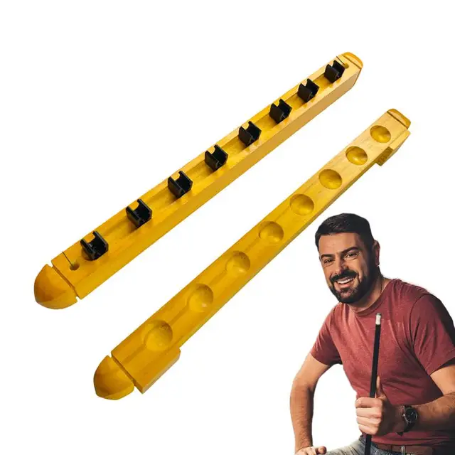 Pool Stick Holder 2pcs Pool Cue Wall Rack Wooden Pool Cue Rack Wall Mount For 8 Cues Sticks Storage Pool Table Accessories 1