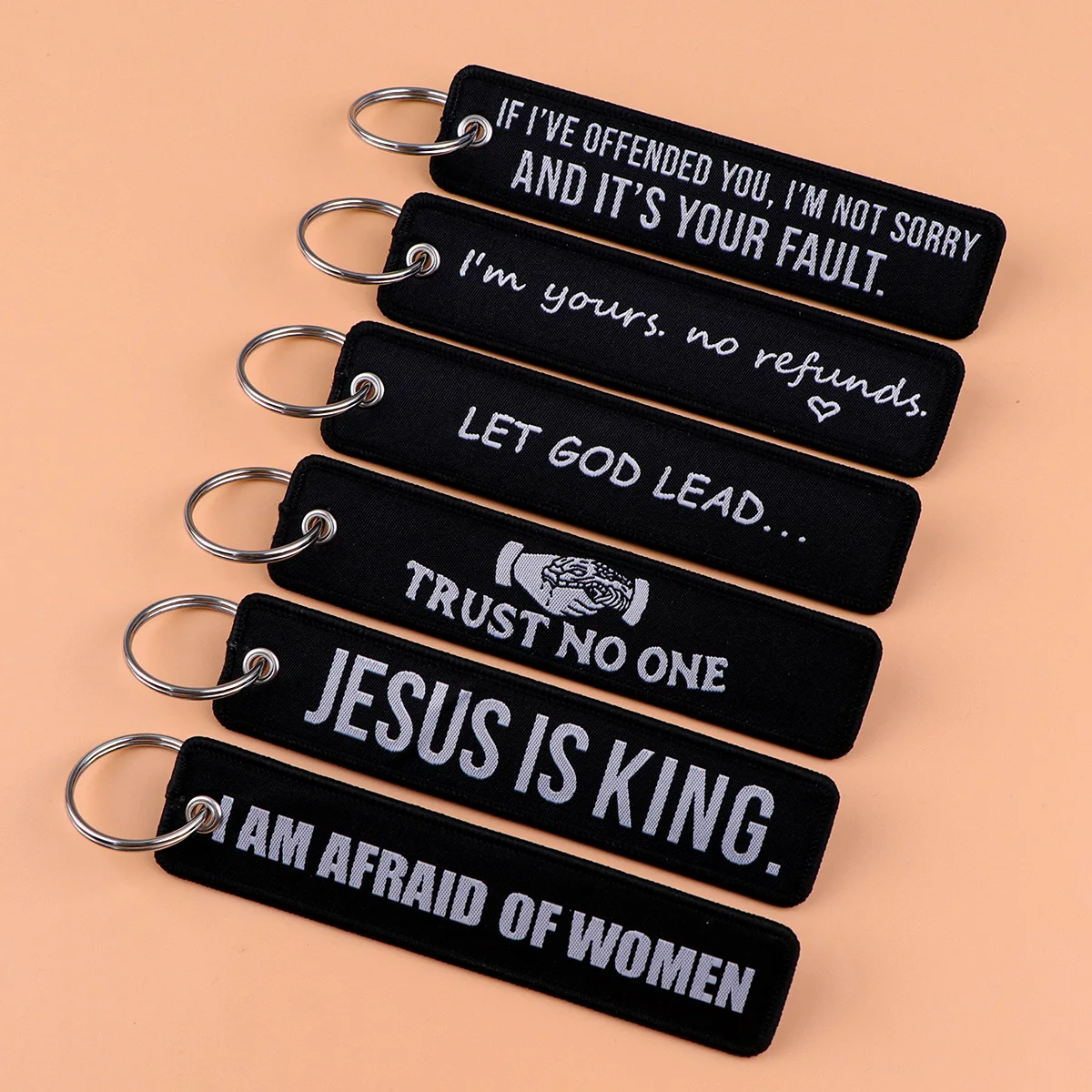 Stylish Black Embroidery Key Fob – Rock and Roll Zone Quote Keychain for Fashion Accessories and Gifts