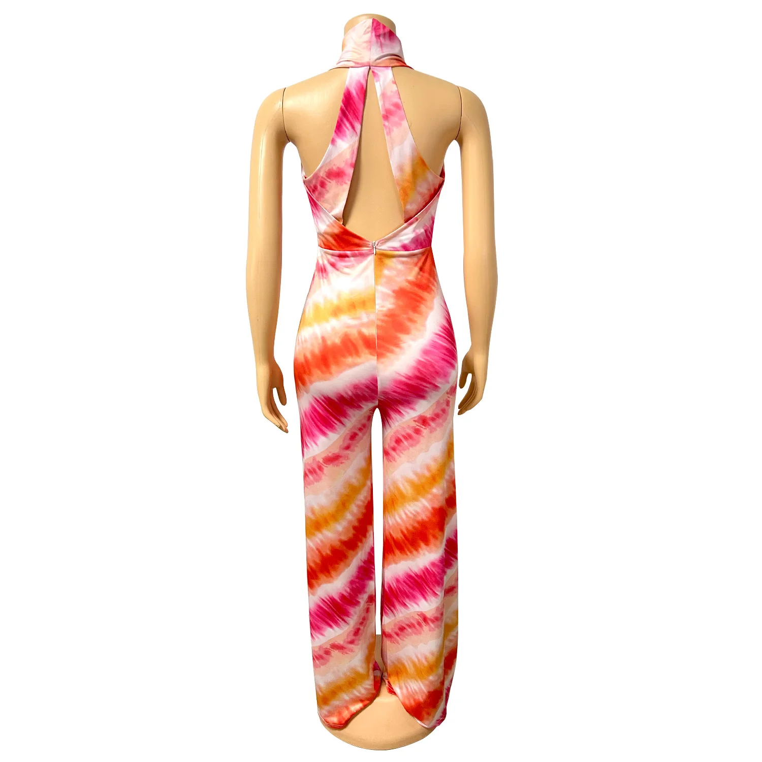 2023 summer new casual fashion sexy print backless deep V party club dress jumpsuit pants