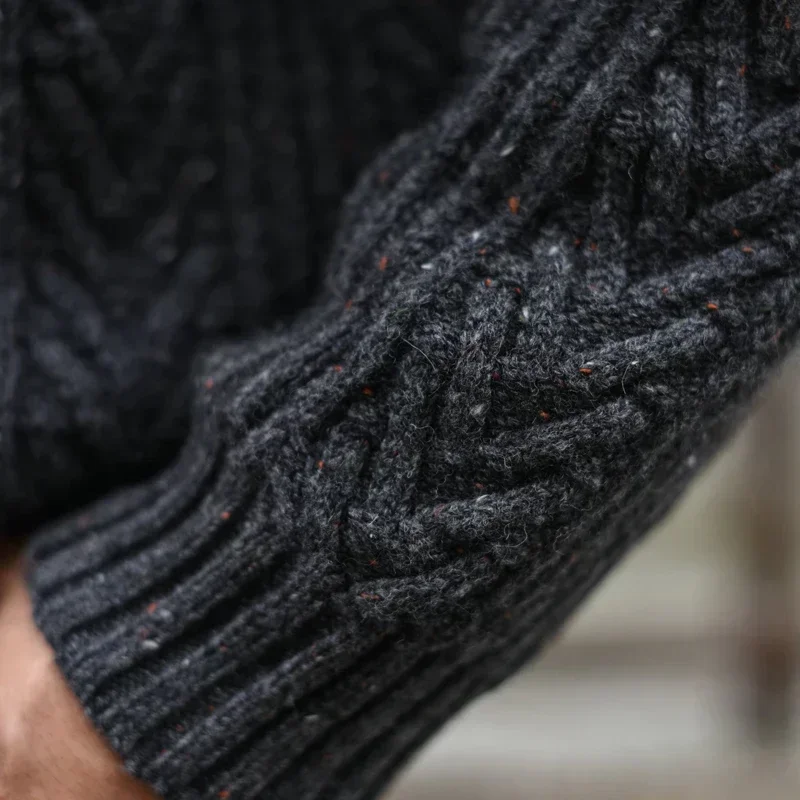 Sauce Zhan Mens Sweater Pullover Aran Sweater for Mens  Autumn Winter Sweater 97% Sheep's Wool Knitted Thickened 3