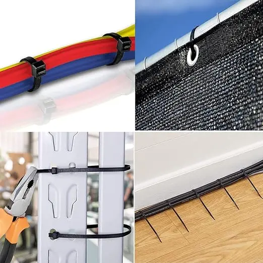 Self-locking Cable Tie Nylon Tie Zip Ties White/Black Plastic Strong Snap High Temperature Resistant Twine Tie Wire 100 PCS