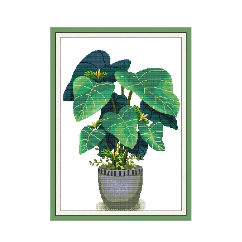 

Набор для вышивки крестиком с зелеными растениями, Зимняя Вышивка с рисунком птицы, 18/14/11 карат, рукоделие, ручная работа, бесплатная доставка