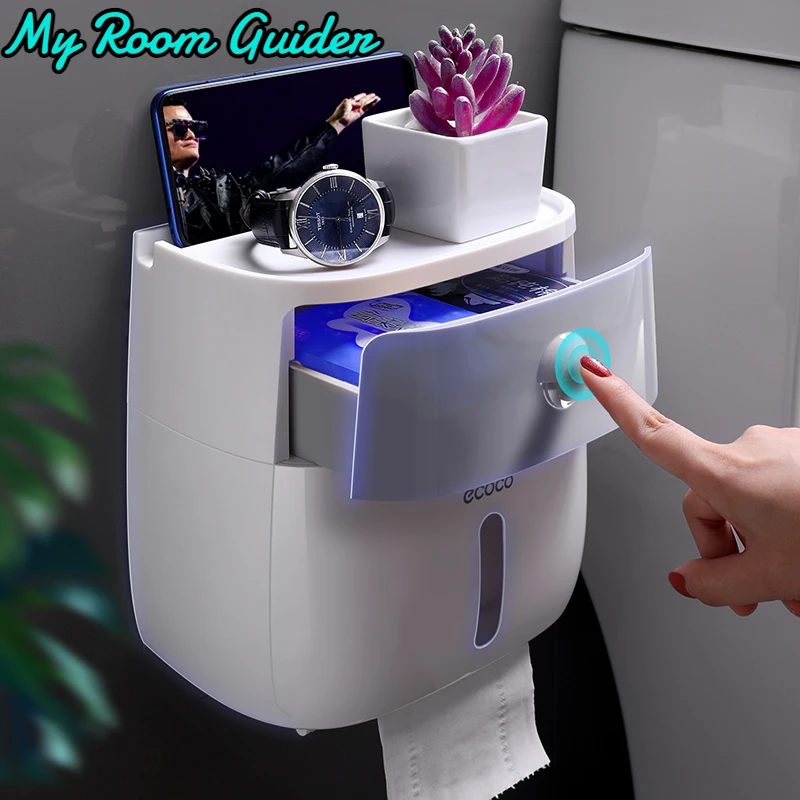 Waterproof Toilet Paper Holder Plastic Paper Towels Holder Wall Mounted Bathroom Shelf  Storage Box Portable Toilet Roll Holder