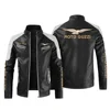 New motorcycle style leather jacket Moto Guzzi color stand collar leather jacket spring and autumn style without velvet jacket 3