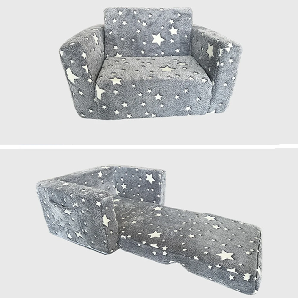Toddler Kids Couch 2-in-1 Toddler Soft Couch Fold Out Convertible Sofa To Lounger Toddler Play Couch Fold Out for Girls and Boys 5