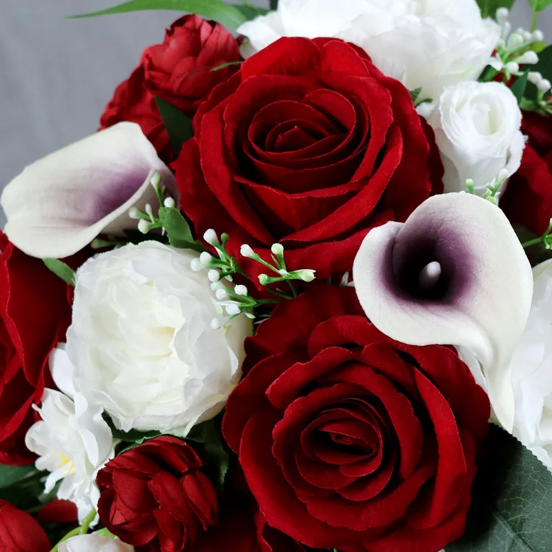 Waterfall Style Rose Wedding Bouquet Simulation Flowers Cascading Red Buque De Noiva Para Casamento