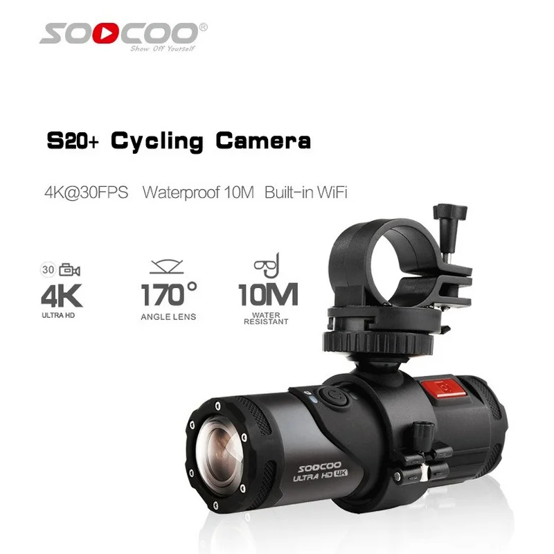 

SOOCOO S20+ 4K Action Camera Waterproof Underwater Camera Sport Black Cam Bullet for Gun Bike Bicycle Helmet Water Resistant