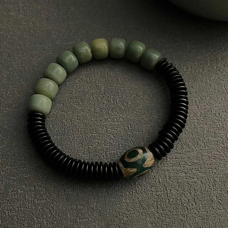 Nachgeahmte Dzi Perlenarmbänder Buddhismus Handketten Natürliche Bodhi Perlen Amulett Armbänder Tibetisch-buddhistisches Armband Schmuck