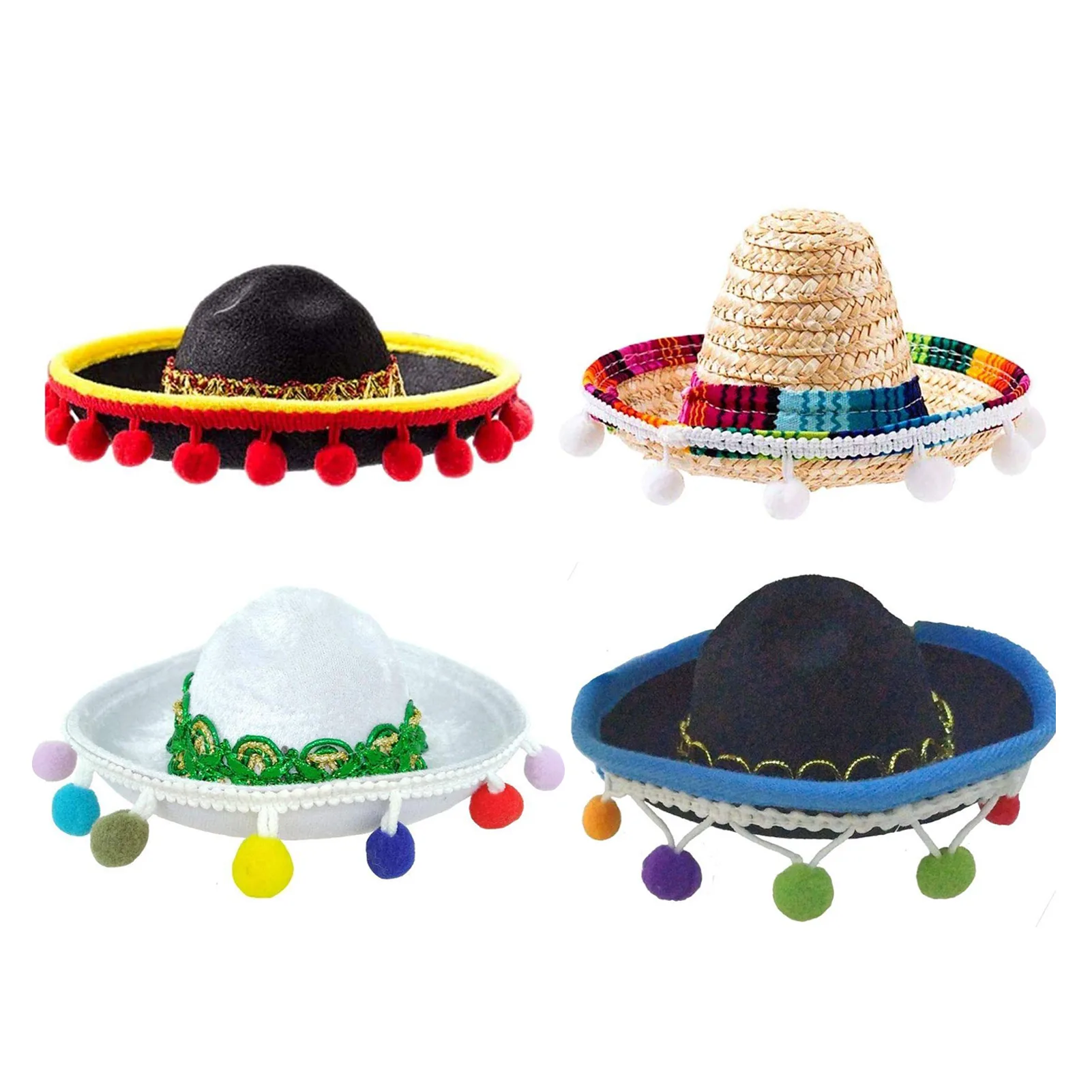 Mexican Sombrero Set Of 4 Child Straw Sombrero Headbands For Cinco De Ma-yo  Party Favors Mexican Party Costume Mexicana Theme - Party Hats - AliExpress