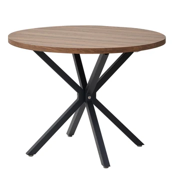 EGOONM Tavolo rotondo nordico Tavolo in legno massello con coperchio in legno e struttura in acciaio Tavolini da caffè Soggiorno Ufficio Mobili per la casa 100 cm 1