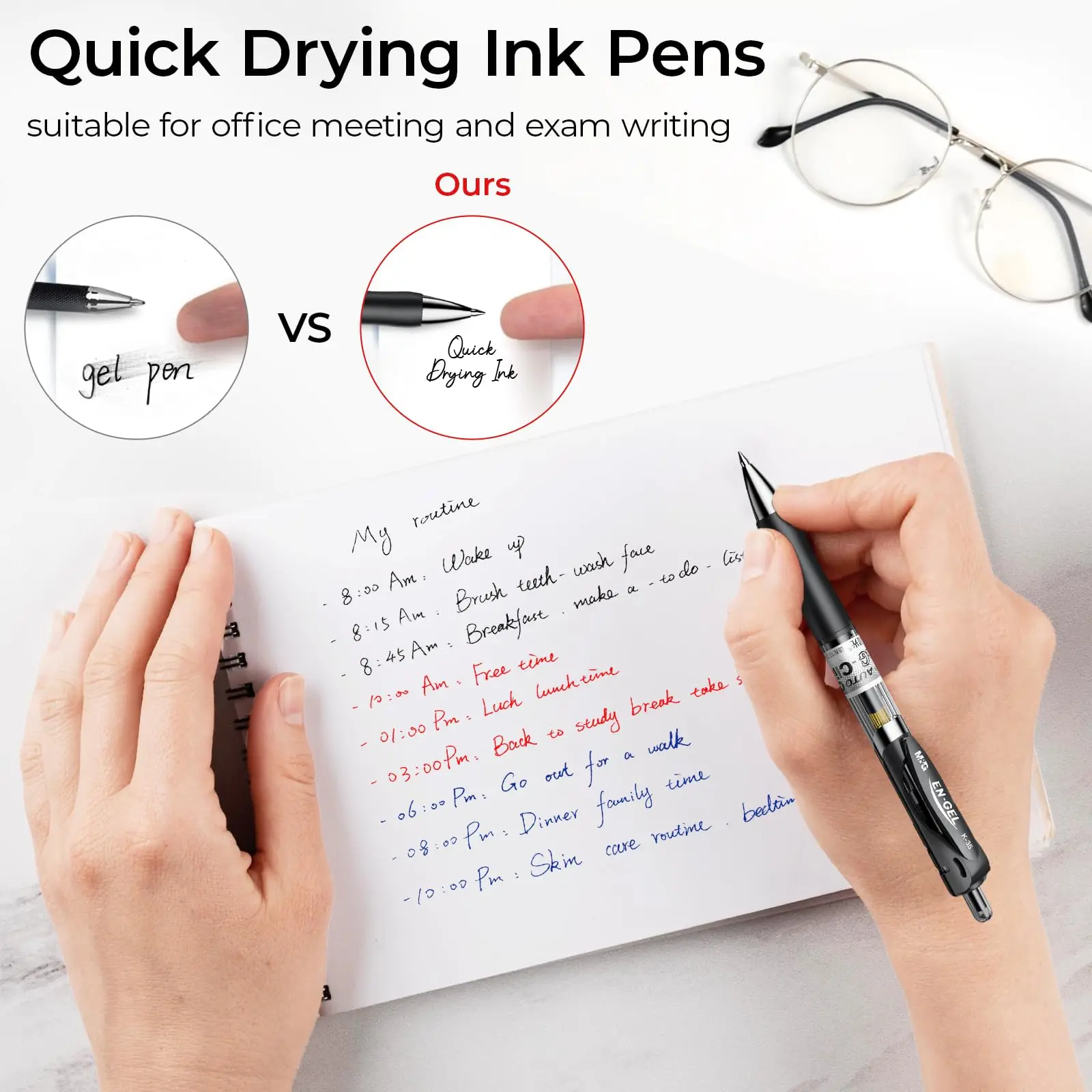 M&G 30 Pcs 젤 펜, 0.5mm 파인 포인트 젤 잉크 펜, 고용량 개폐식 젤 잉크 롤러 볼 펜, 빠른 건조 젤 잉크 펜 위트