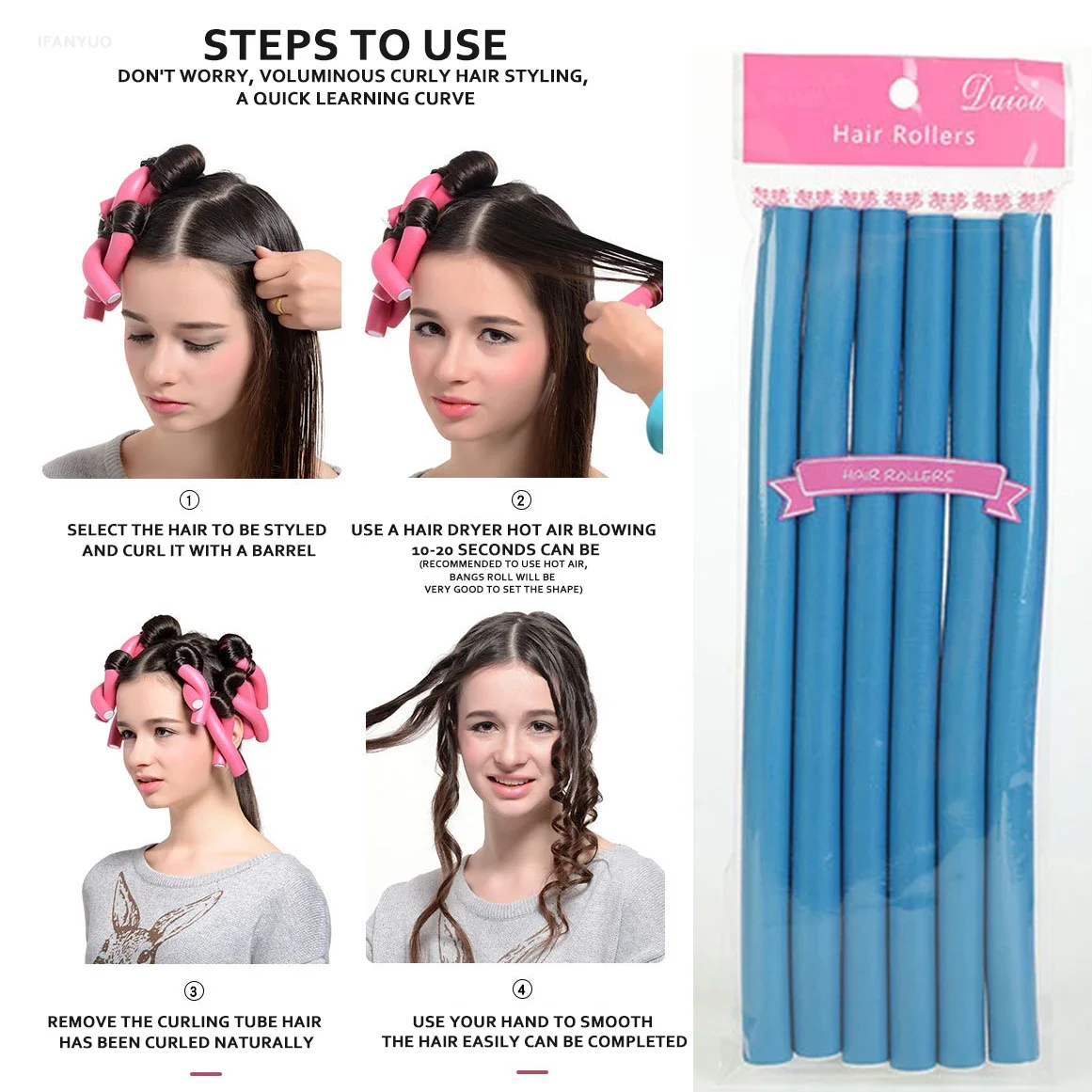 Wet Hair Curlers Heated Bendy Rollers 6pcs Hair Curlers Rollers