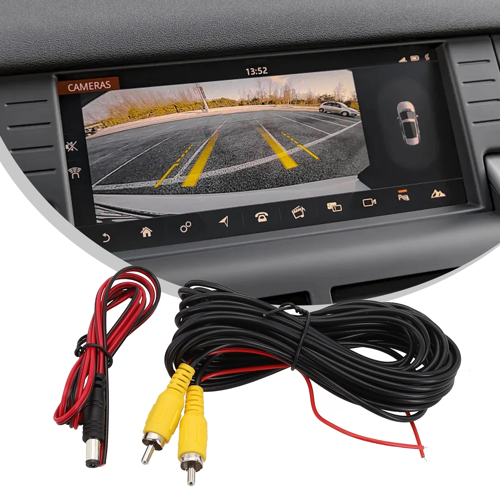 

Car Video RCA Extension Cable For Rear View Backup Camera & Detection Wire Audio/Video Extension Cable Compatible With Many Devi