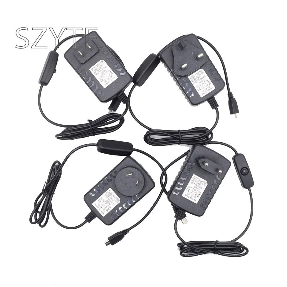 Alimentazione Micro Usb 5 V3A Con Interruttore Adattatore Micro Usb Per Raspberry Pi 4/3B + Modello B + Plus