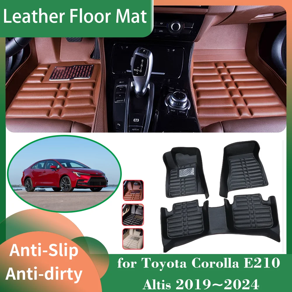 

Car Leather Floor Mat for Toyota Corolla E210 Altis 2019~2024 2020 Foot Interior Liner Waterproof Carpet Pad Custom Accessories
