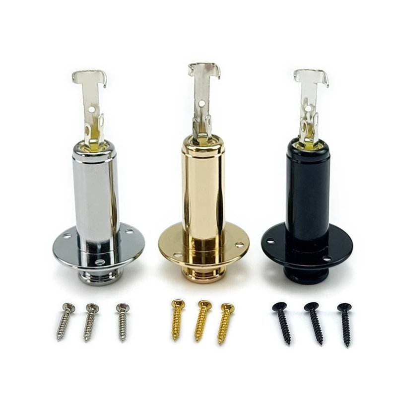 1set Guitar Mono End Pin Socket Plug with Screws 6.35mm Endpin Socket Plug Replacement Guitar Strap Button